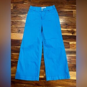 CHARLIE B Vibrant Blue Cropped Flare Leg Front Patch Pocket Pant Pants Lagoon 6